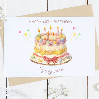 Personalised 40th Birthday Cake Card, 2 of 2