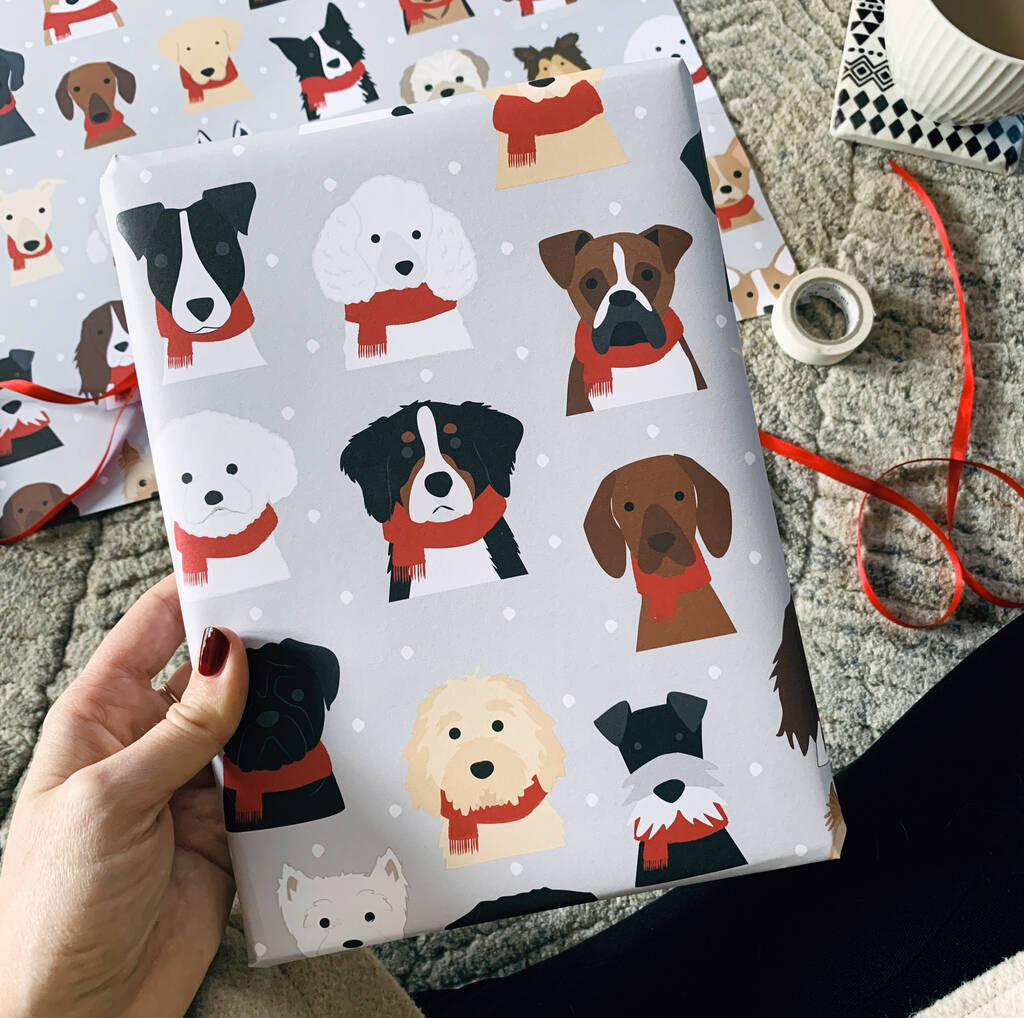 Snowy Christmas Dog Wrapping Paper, 1 of 4