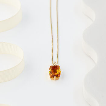Amber Swarovski Crystal Rectangle Pendant Necklace, 2 of 3