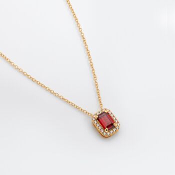 Emerald Cut Garnet 18k Gold Plated Necklace, 3 of 5