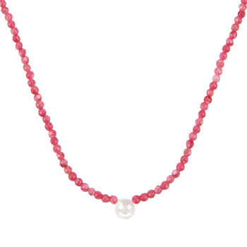 Pink Chalcedony Stone Smiley Face Necklace, 3 of 3