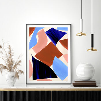 Blue And Pink Abstract Cut Out Shapes Art Print, 2 of 10