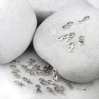 Open Hoop Stud Earrings With Alphabet Charms In Silver, 2 of 7