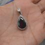 Red Garnet Teardrop Pendant: Sterling Silver, thumbnail 1 of 9