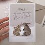 Cute Bunny Rabbit Mum And Dad Anniversary Card, thumbnail 2 of 2