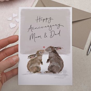 Cute Bunny Rabbit Mum And Dad Anniversary Card, 2 of 2