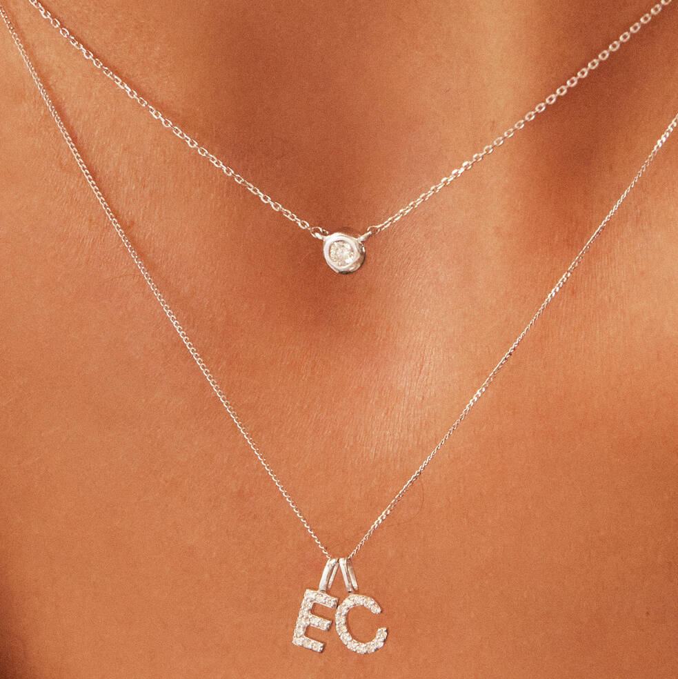 Mini Diamond Bar Necklace -14kt White Gold | Alexandra Marks Jewelry
