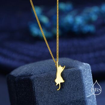 Sterling Silver Playful Cat Pendant Necklace, 6 of 12