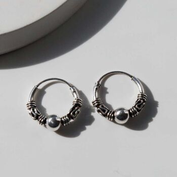 Sterling Silver Bali Indo Hoops, 4 of 6