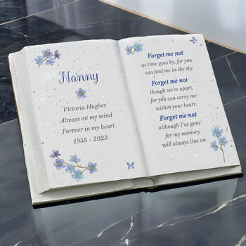 Personalised Forget Me Not Memorial Resin Book, 2 of 5