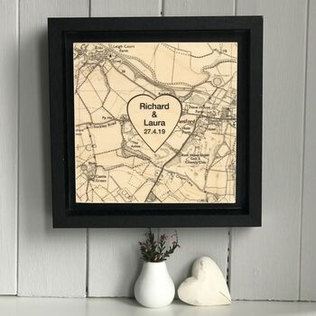 Personalised Wedding Venue Location Map Print On Wood, 7 of 10