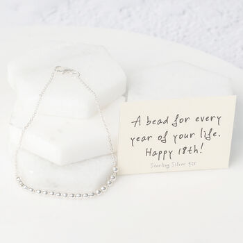 Sterling Silver Happy 18th Bead For Every Year Chain Bracelet, 4 of 8