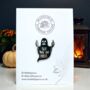Sweary See You In Hell Black Ghost Halloween Hard Enamel Pin, thumbnail 1 of 8