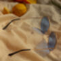 Blue Oversized Round Circle Wire Frame Sunglasses, thumbnail 4 of 5