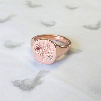 Family Tree Signet Ring With Birthstones, 3 of 12