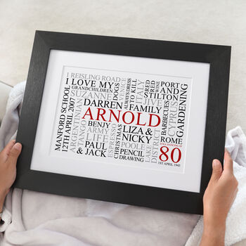 Personalised 80th Birthday Word Art, 7 of 12