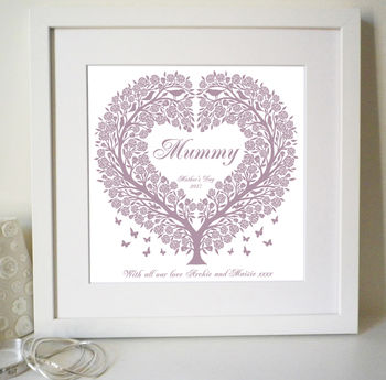 Personalised Mums Rose Tree Heart Print, 3 of 6