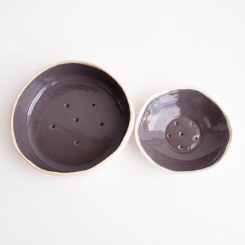 Handmade Grey Gloss Ceramic Soap Dish, 2 of 11