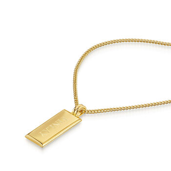 Tall Ingot Tag Men's Necklace 18 K Gold Plated Silver, 4 of 6