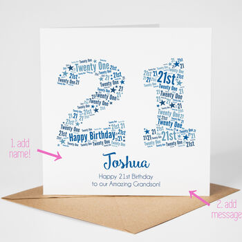 Blue Star Personalised 21st Birthday Card, 2 of 5