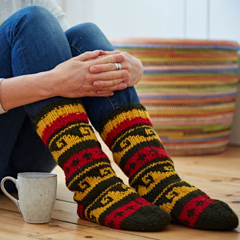 Handmade Scandi Woollen Slipper Socks, 2 of 6