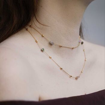 Sterling Silver Gold Plated Rainbow Tourmaline Necklace, 2 of 5