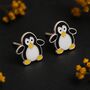 Girls Sterling Silver Penguin Stud Earrings, thumbnail 4 of 8
