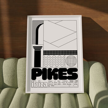 Pikes Ibiza Club Print | Poster | Wall Art | Geometric | Dj | Clubbing | Patterned | Bauhaus | Print | House Music, 8 of 9