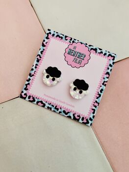Sheep Glitter Resin Studs / Animal Lover Gift / Farmyard Jewellery / Fun Accessories, 2 of 5