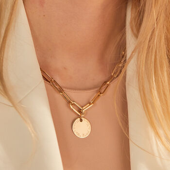 18k Gold Plated Personalised Disc Link Chain Necklace, 2 of 8