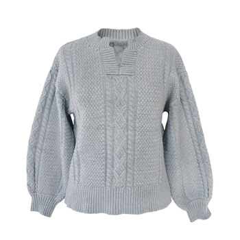 Bergen Cable Knit Jumper Grey, 2 of 7