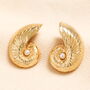 Spiral Shell Pearl Stud Earrings In Gold Plating, thumbnail 1 of 3