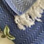 Blue Herringbone Soft Cotton Bedspread, thumbnail 4 of 9