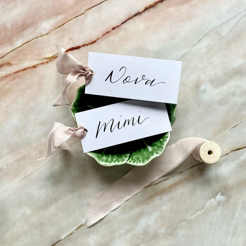 Calligraphy Place Cards With Pink Ribbon, 2 of 3