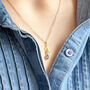 Dainty Leaf Chain Teardrop Birthstone Necklace, thumbnail 1 of 8