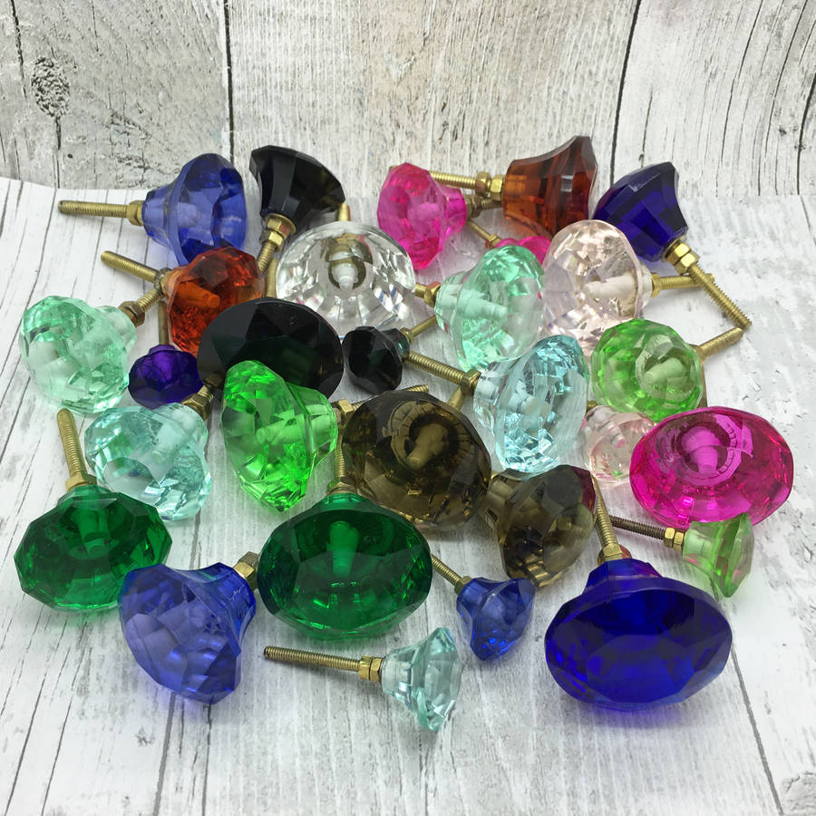 Coloured Faceted Glass Cupboard Door Knobs Drawer Pull, 1 of 12