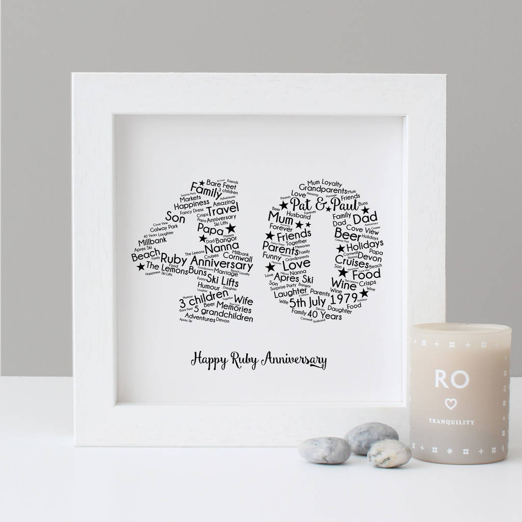 Personalised 40th Wedding Anniversary Gift By Hope and Love ...
