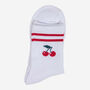 Cherry Striped Sporty Ribbed Cotton Ankle Socks Women's White, thumbnail 3 of 4