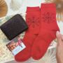 Black Glitter Purse, Festive Socks And Chocolate Christmas Gift For Her With Optional Christmas Tree Candle, thumbnail 7 of 9