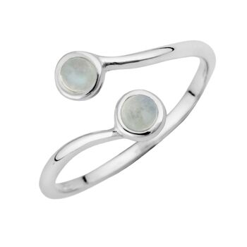 Sterling Silver And Dual Moonstone Adjustable Ring, 4 of 5