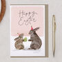 Cute Bunny Rabbits With Party Hats, Happy Easter Card, thumbnail 1 of 2