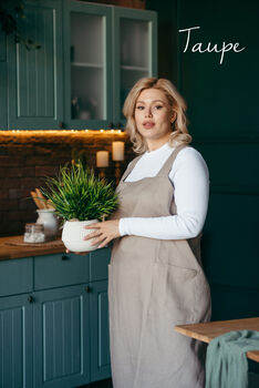 Linen Cross Back Apron | Japanese No Tie Pinafore With Pockets, 7 of 12