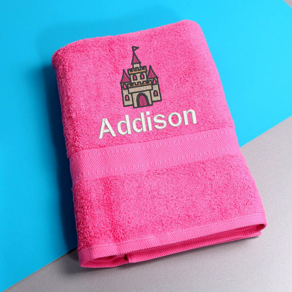 girl's personalised princess castle bath towel by duncan stewart