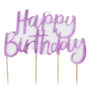 Pink Glitter Happy Birthday Cake Candle, thumbnail 2 of 3