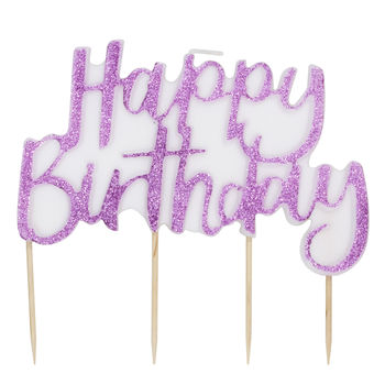 Pink Glitter Happy Birthday Cake Candle, 2 of 3