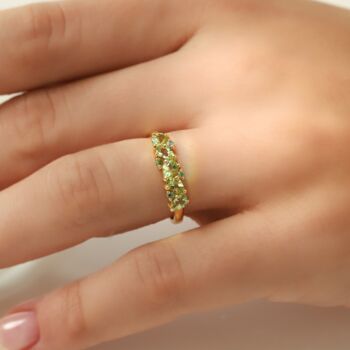 Emerald And Peridot Pear Cut Half Eternity Band In Sterling Silver And Gold Vermeil, 4 of 11