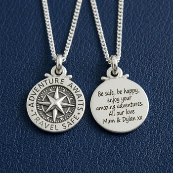 Travel Safe Compass St Christopher Silver Necklace, 2 of 12