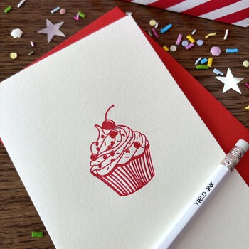'Cherry Cupcake' Letterpress Card, 3 of 6