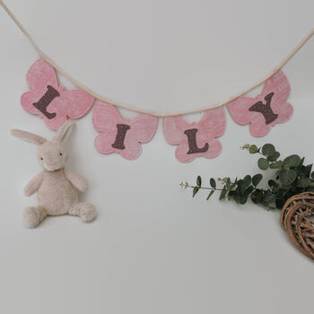 Bunting Personalised Pink Felt Butterfly Wall Decor, 8 of 11