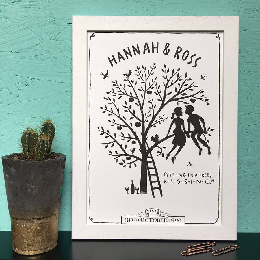 Personalised Sitting In A Tree Kissing Print By Have A Gander   Original Personalised Sitting In A Tree Kissing Print 